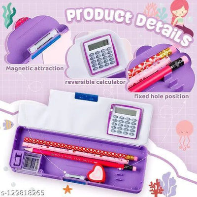 Double Sided Magnetic Double Sharpener with Rotating Extra Calculator Pencil Box