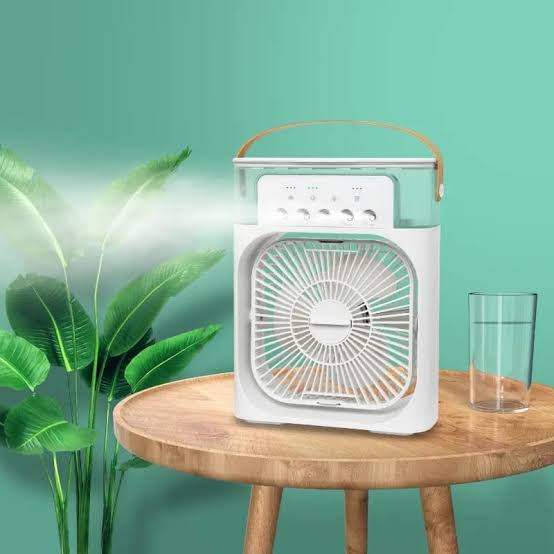 Portable Air Conditioner Fan Usb Electric Fan With Led Night Light Fine Mist Water And Humidifier Function Led Night Light Water Mist Large Size