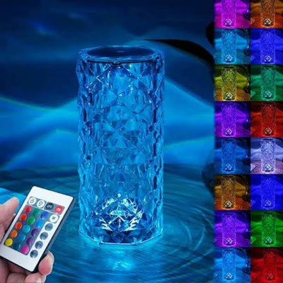 Crystal Diamond LED Table Rechargeable Lamp With 16 Colors and With Remote