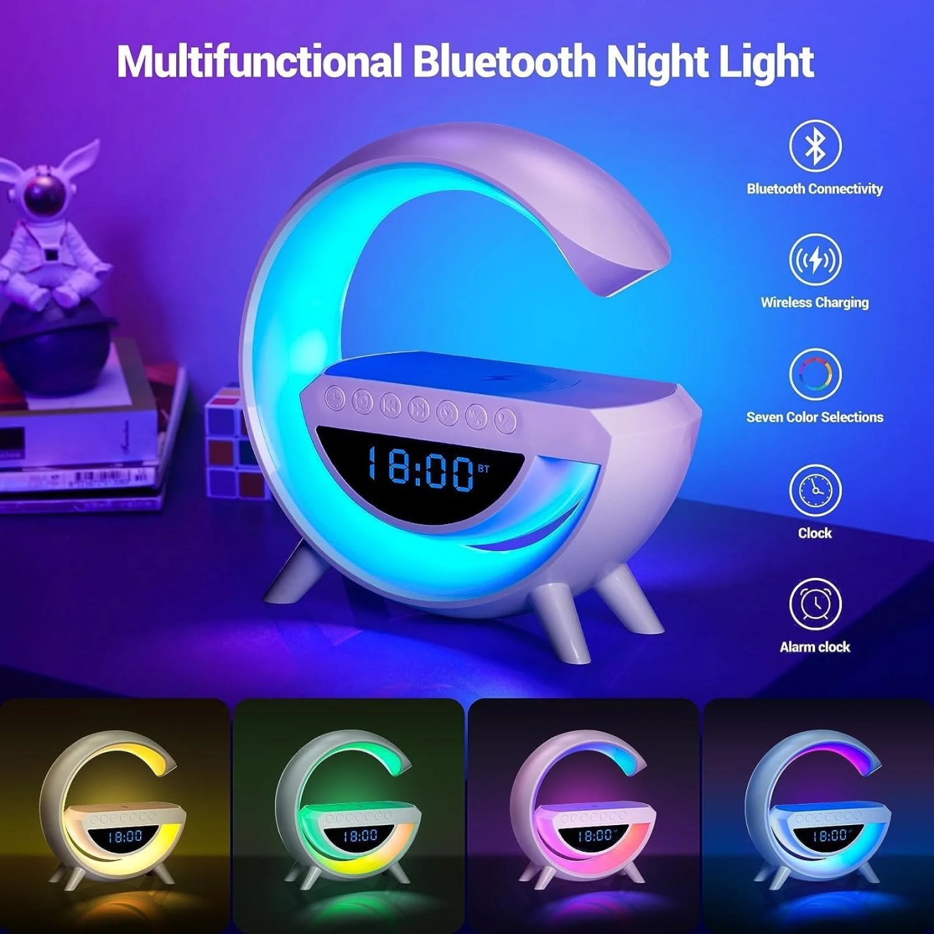 BT-3401 RGB LED Bluetooth Speaker with Wireless Phone Charger and LED lights