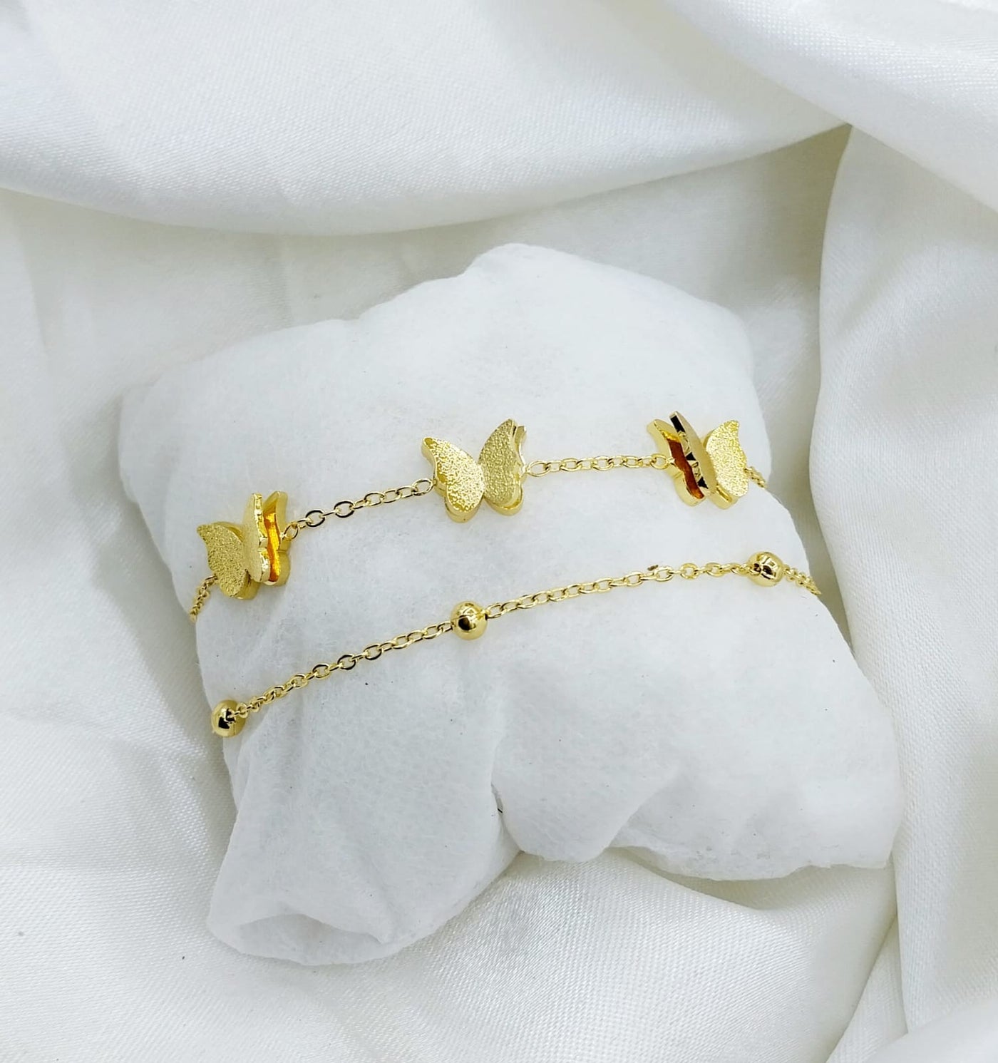 Stainless Steel Double Chain Butterfly Bracelet With Box