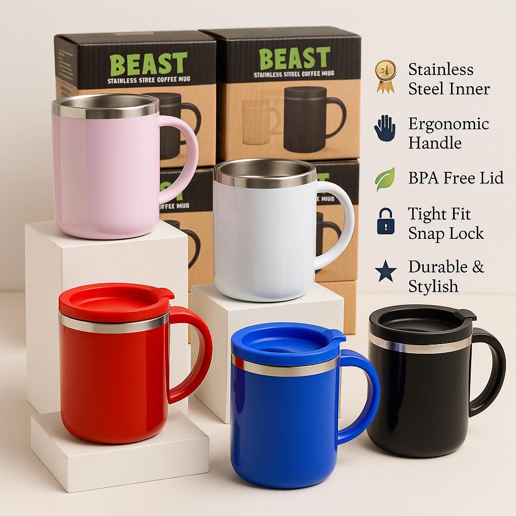 Hot and Cold Stainless Steel 400ML AirTight Coffee Mug (Random color)