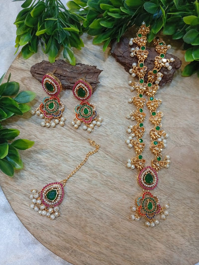 Noratan mala with Earrings and Tika