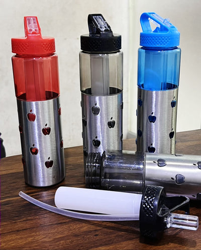 Stainless Steel Base Direct Sip Water Bottle with Travelling Ice Cube