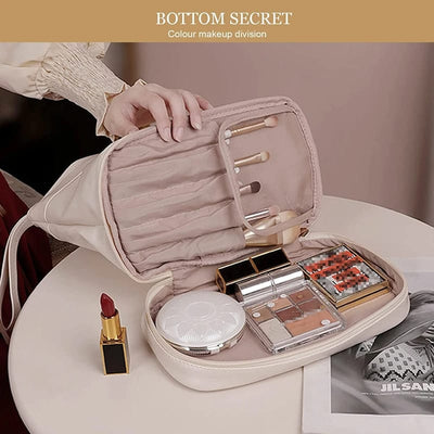 Double Layer Leather Cosmetic Pouch
