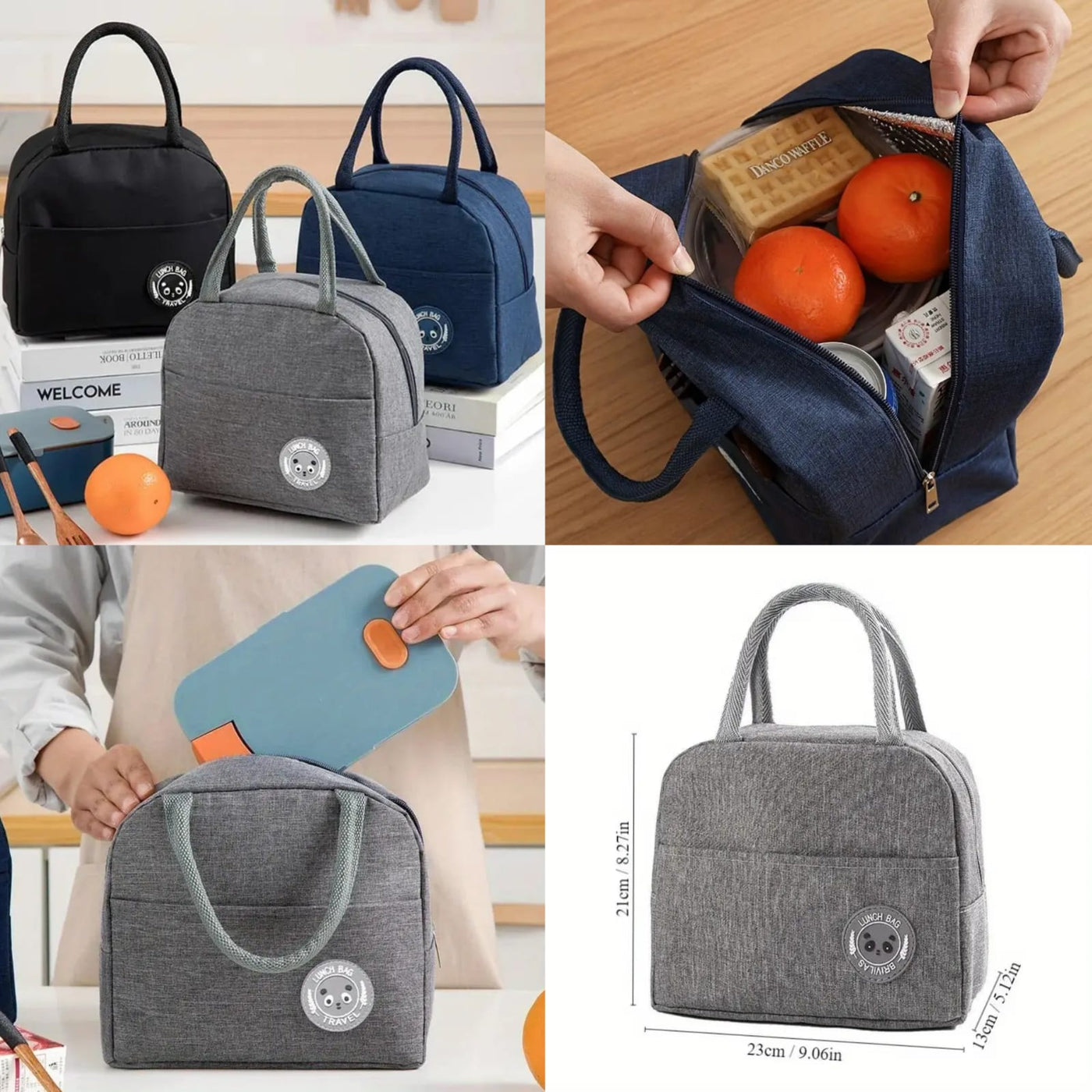 Insulated Lunch Bag with Bear Pattern