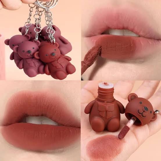 Mocallure Teddy Bear Matte Lipgloss Keychain Style.