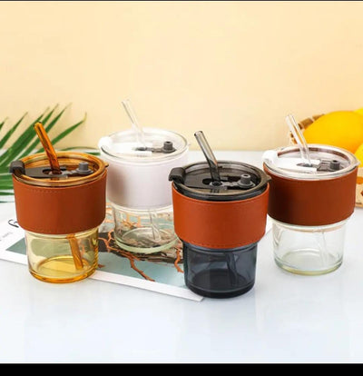 Portable Bamboo Shaped Glass Water Cup, Beautiful Straw Cup with Lid