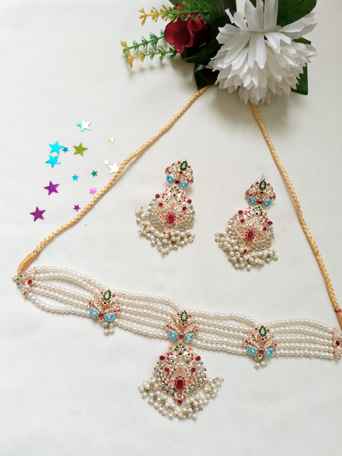 Choker Necklace With Matching Earrings