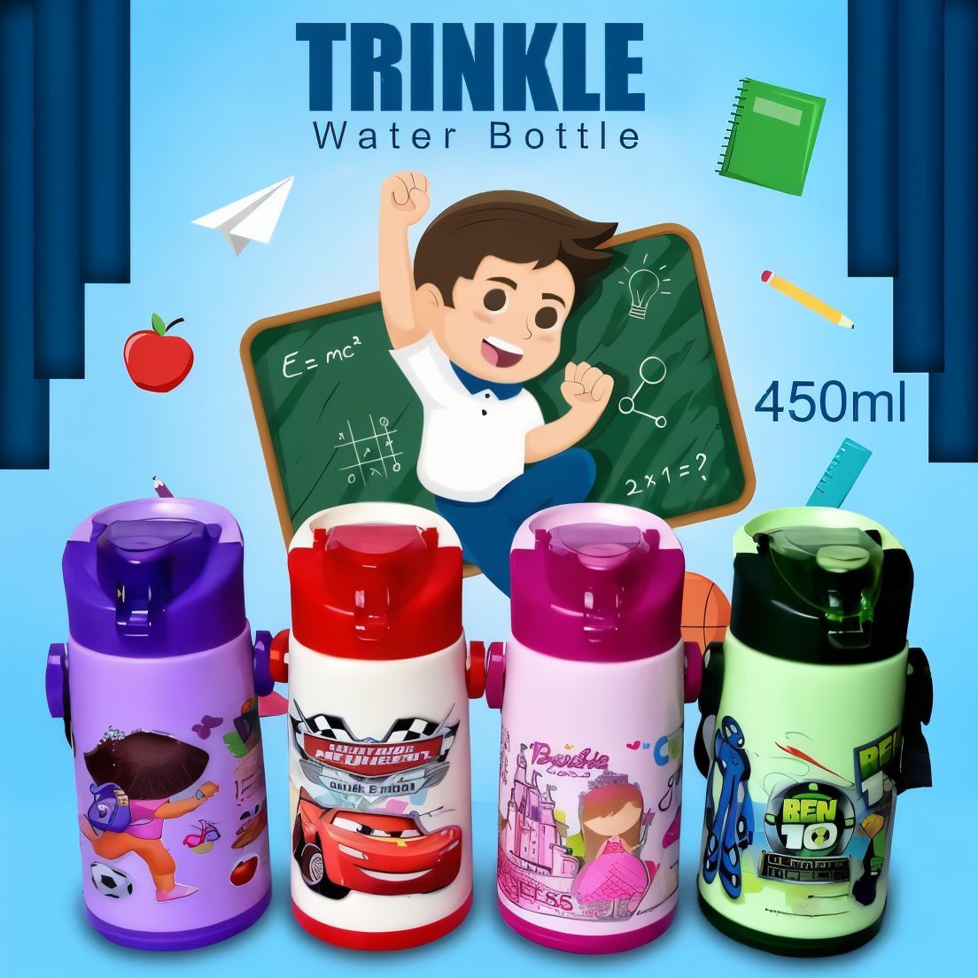 450ml Trinkle Cool Kids School Water Bottle Small Size: Cold Upto 4 to 6 Hours