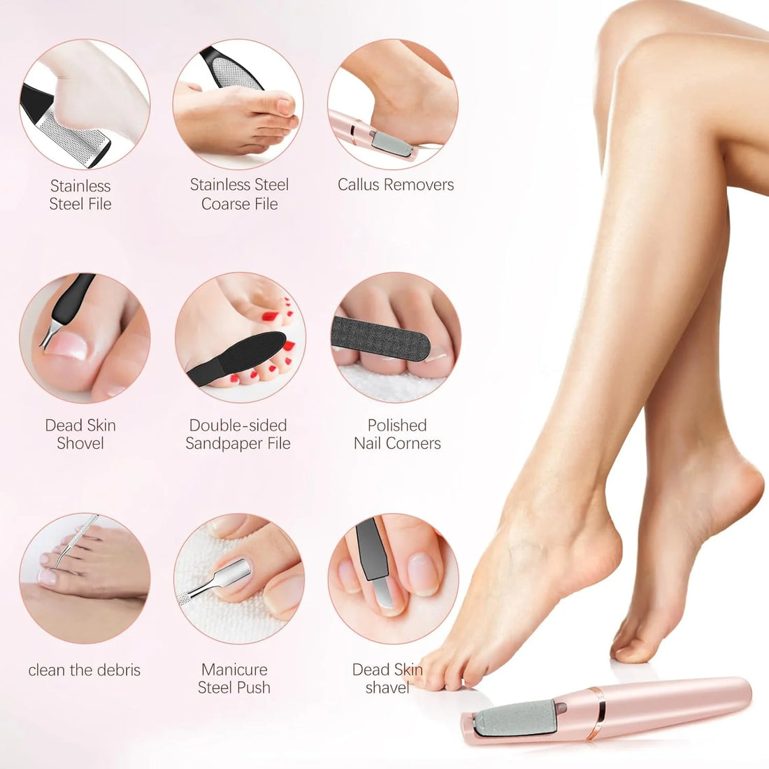 Electric Foot Callus Remover – Dual Roller Pedicure Tool for Dead Skin & Heels - (Foot Cream and Moisturizing Socks Free)