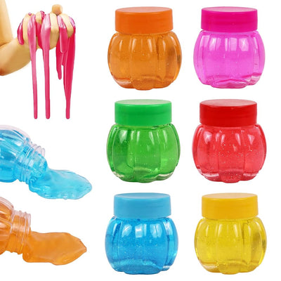 Colorful Glitter Slime Jars – 6pcs Pack | Non-Toxic, Stretchy & Fun Sensory Toy