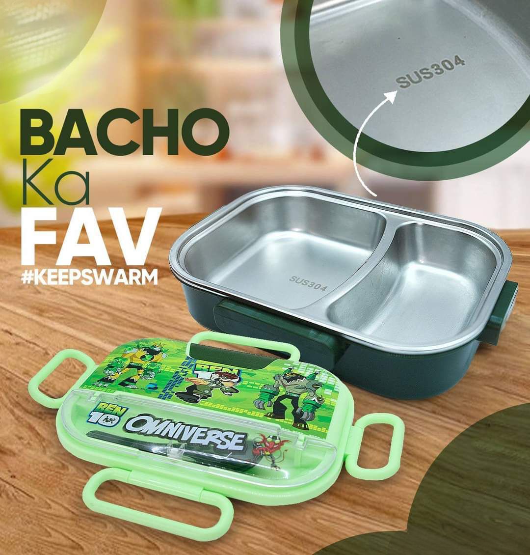 Pro 1200ML+ XLarge LeakProof Heavy 304 Stainless Steel Two Portions LunchBox with Spoon and Lids
