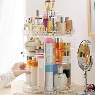 360 Degree Rotating Cosmetic and Perfume Organizer (Large Size) - With Surprise Free Gift