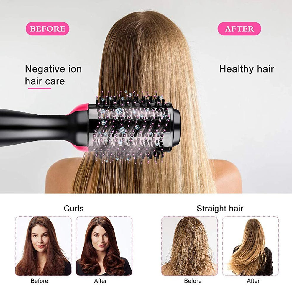 3-In-1 Hot Air Brush Original One Step Hair Dryer & Styler And Volumizer - (Ice Roller Free)