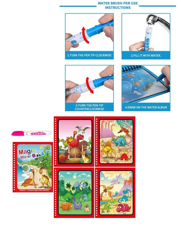 KK Trader | 2-in-1 Kids Learning Deal: Magic Water Coloring Book + Sank Magic Practice Copy for Kids