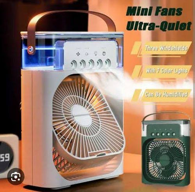 Portable Air Conditioner Fan Usb Electric Fan With Led Night Light Fine Mist Water And Humidifier Function Led Night Light Water Mist Large Size