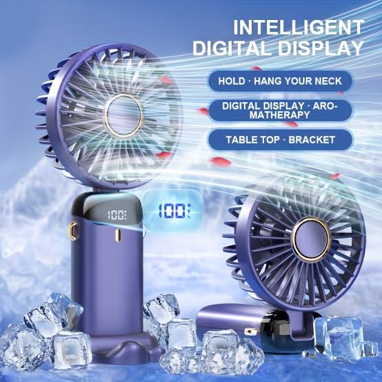 Mini Rechargeable Handheld Fan,Portable Foldable USB Fans with Smart Led Digital Display