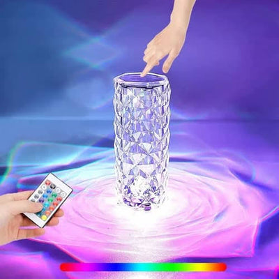 Crystal Diamond LED Table Rechargeable Lamp With 16 Colors and With Remote