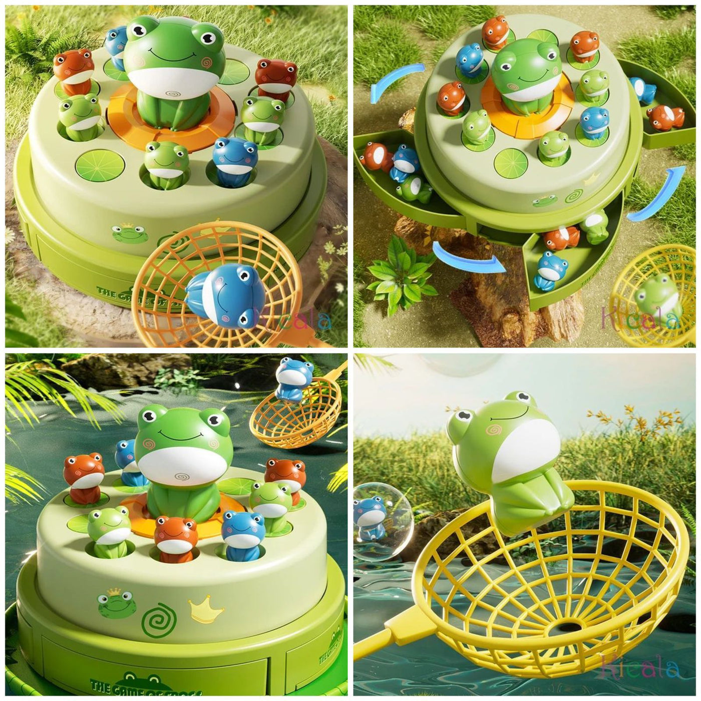 Kids Happy Childhood Flying Frog Catching Toy with 10 Frogs and 2 Catchers (Box Packing)