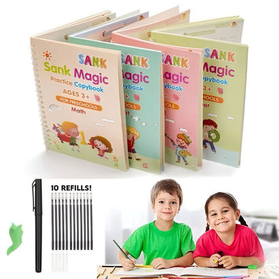 KK Trader | 2-in-1 Kids Learning Deal: Magic Water Coloring Book + Sank Magic Practice Copy for Kids