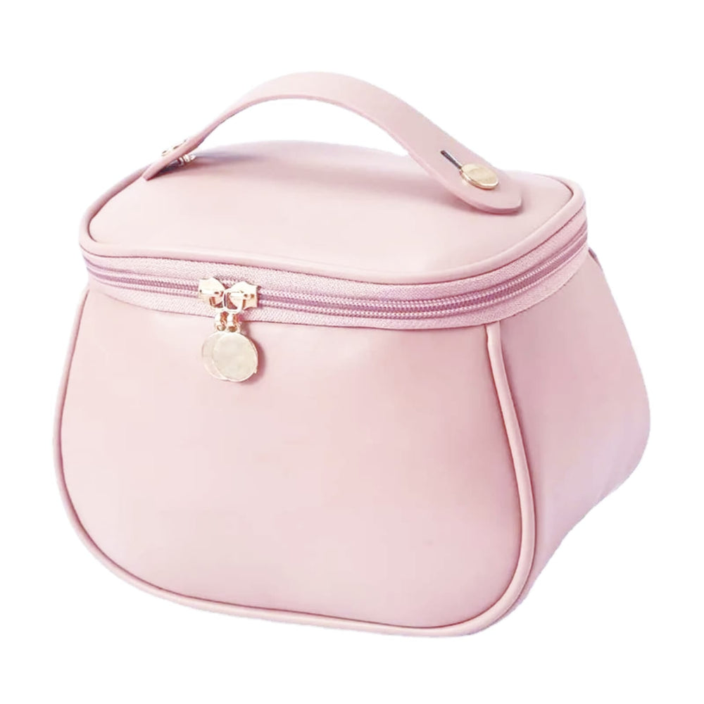 Elegant Double-Zip Cosmetic Organizer Bag with Brush Holder