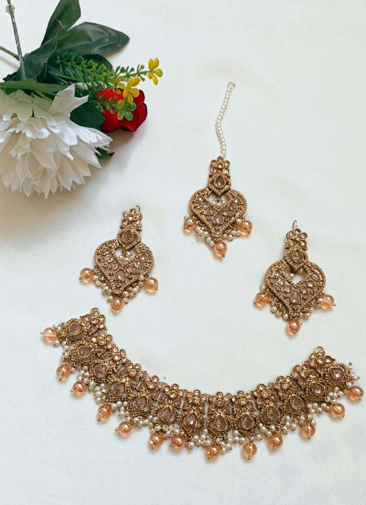 Traditional Choker With Earrings and Tika