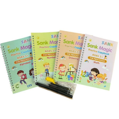 KK Trader | 2-in-1 Kids Learning Deal: Magic Water Coloring Book + Sank Magic Practice Copy for Kids