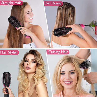 3-In-1 Hot Air Brush Original One Step Hair Dryer & Styler And Volumizer - (Ice Roller Free)