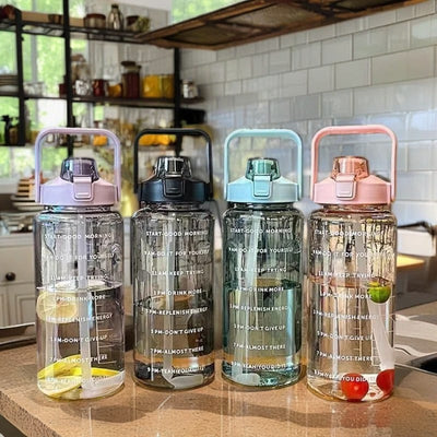 2000ML Transparent Motivational Water Bottle