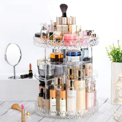 360 Degree Rotating Cosmetic and Perfume Organizer (Large Size) - With Surprise Free Gift