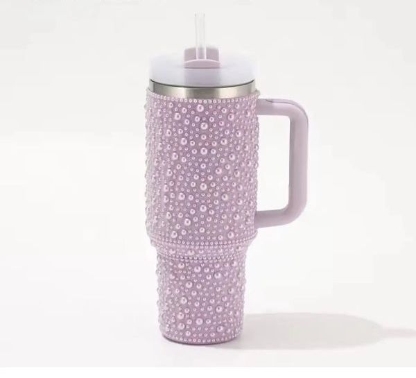 New Pearl Diamond 40oz Fashionable tumblers with straw lid