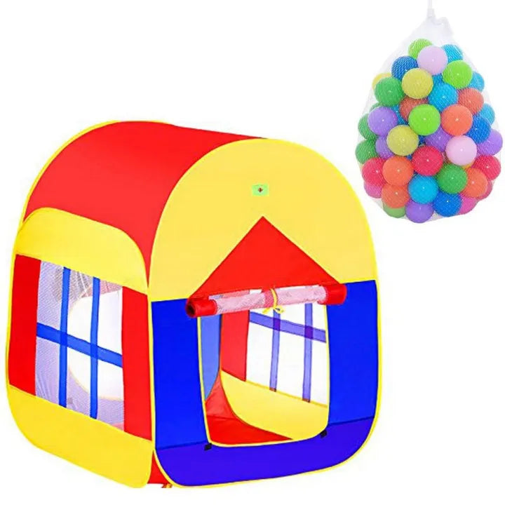 Play House Tent Series For Kids - Foldable With 2 Support Sticks - 50 Balls Included - Big Size