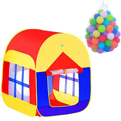 Play House Tent Series For Kids - Foldable With 2 Support Sticks - 50 Balls Included - Big Size