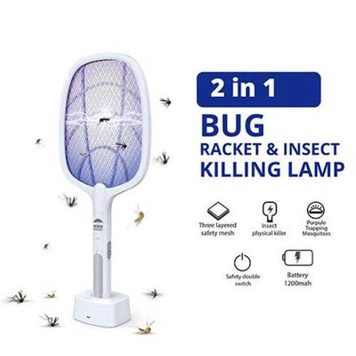 Electric Rechargeable Mosquito Killer Racket Lamp With Stand