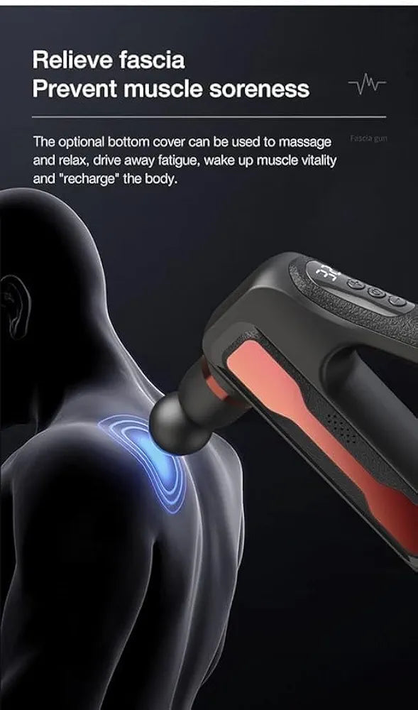 KK Trader | Blueidea LCD Display Fascial Gun - Deep Muscle Massage Gun with 8 Interchangeable Heads