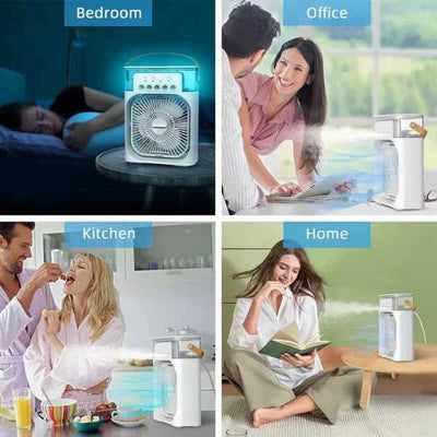 Portable Air Conditioner Fan Usb Electric Fan With Led Night Light Fine Mist Water And Humidifier Function Led Night Light Water Mist Large Size