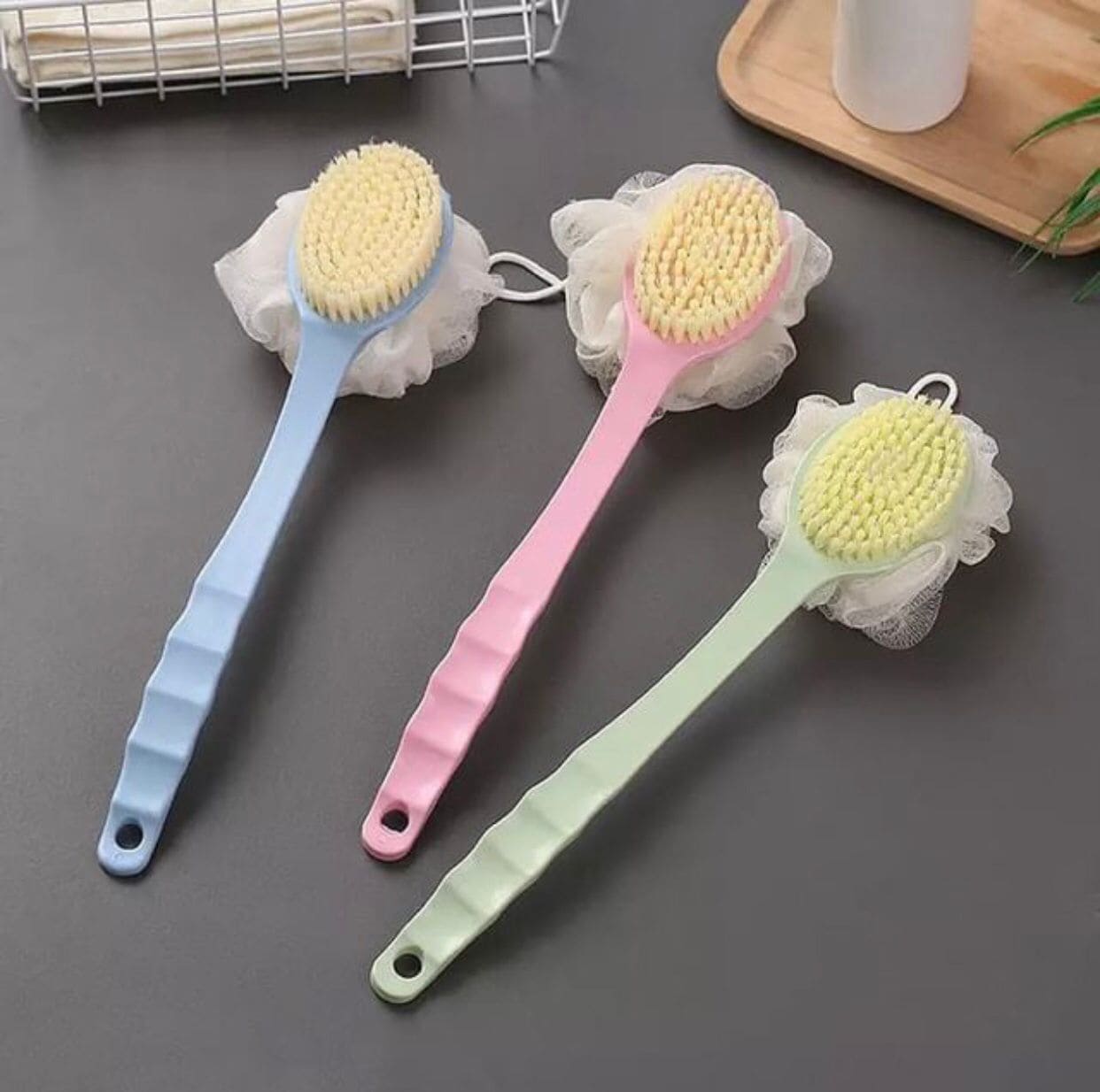 2 In 1 Bathing Scrubbing Long Handle Shower Body Brush