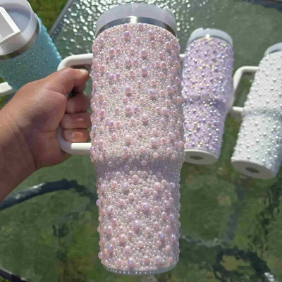 New Pearl Diamond 40oz Fashionable tumblers with straw lid