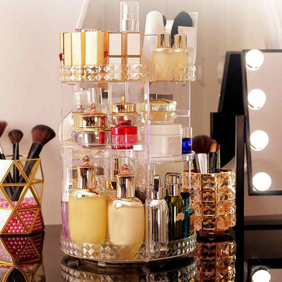 360 Degree Rotating Cosmetic and Perfume Organizer (Large Size) - With Surprise Free Gift