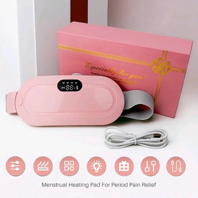Period Cramps Pain Relief Menstural Heating Belt – Soothing Heat and Vibration Therapy (Ice Roller Free)