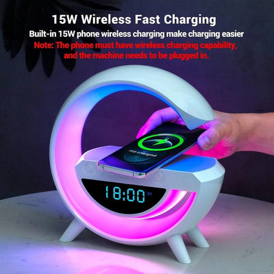 BT-3401 RGB LED Bluetooth Speaker with Wireless Phone Charger and LED lights