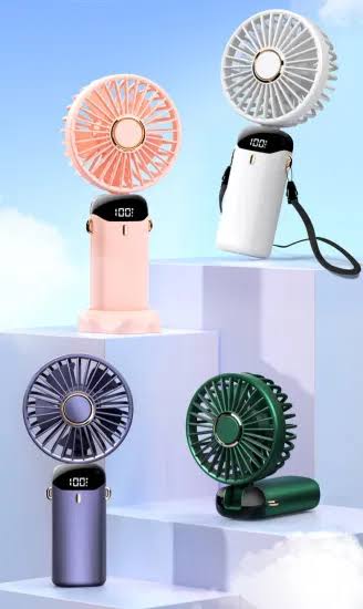 Mini Rechargeable Handheld Fan,Portable Foldable USB Fans with Smart Led Digital Display