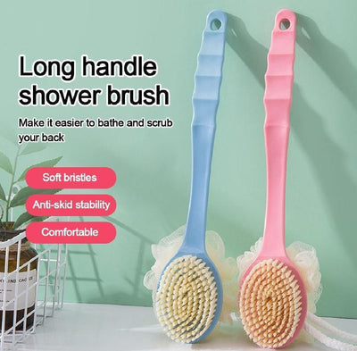 New 2 in 1 Long Handle Bath Body Brush Body Brush with Soft Loofah Bristles gubb Body Wash Brush Back Scrubber