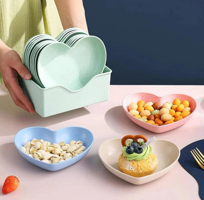 Pack Of 10 Heart Plate Set (Multi Colour)