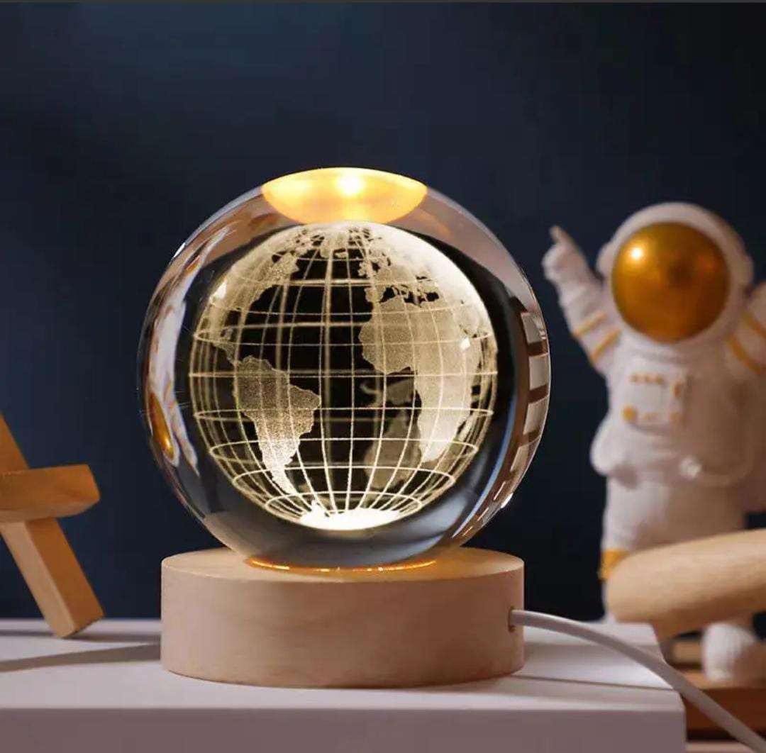 3D Crystal Ball Light, Glowing Planet Crystal Ball Lamp, Warm Bedside Light, Luminous Decor