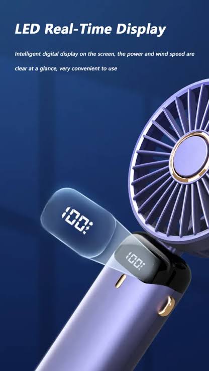 Mini Rechargeable Handheld Fan,Portable Foldable USB Fans with Smart Led Digital Display