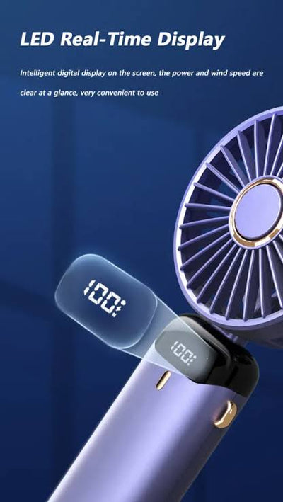 Mini Rechargeable Handheld Fan,Portable Foldable USB Fans with Smart Led Digital Display