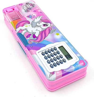 Double Sided Magnetic Double Sharpener with Rotating Extra Calculator Pencil Box